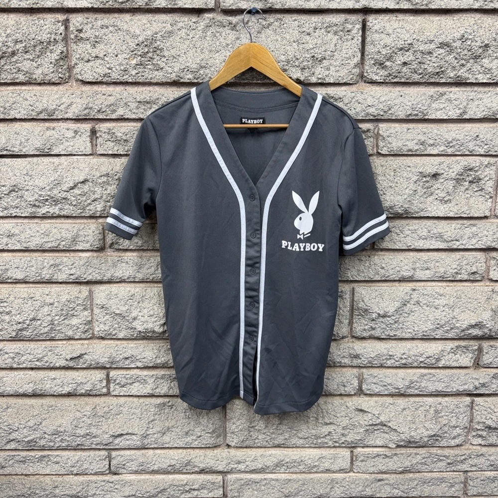 PLAYBOY Gray Jersey with Iconic Bunny Logo